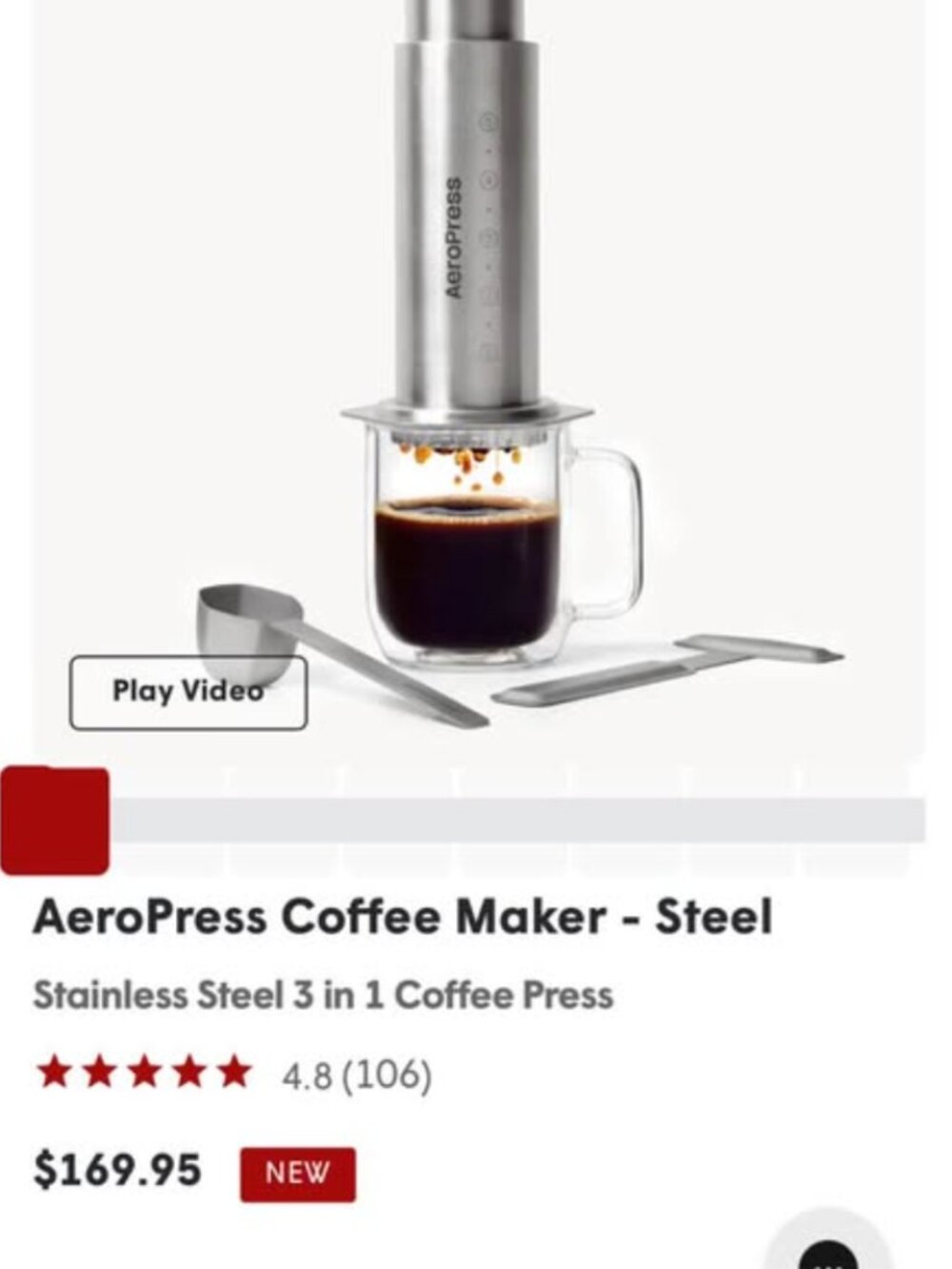 Brand new stainless steel Aeropress. *on back order online!* - Picture 3 of 4